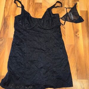 Auden NEW XL underwire teddy and thong set‎ black lace lingerie nightgown